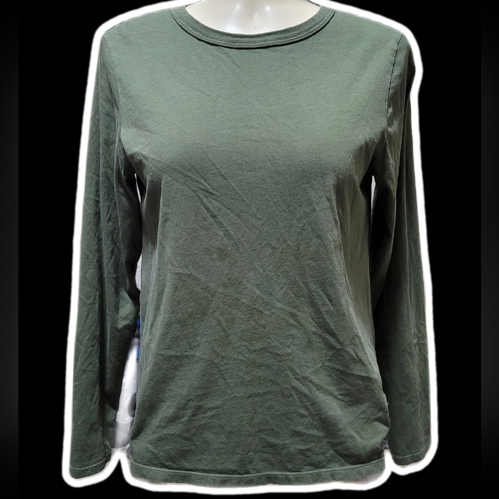 vintage old navy forest green long sleeve minimalistic top